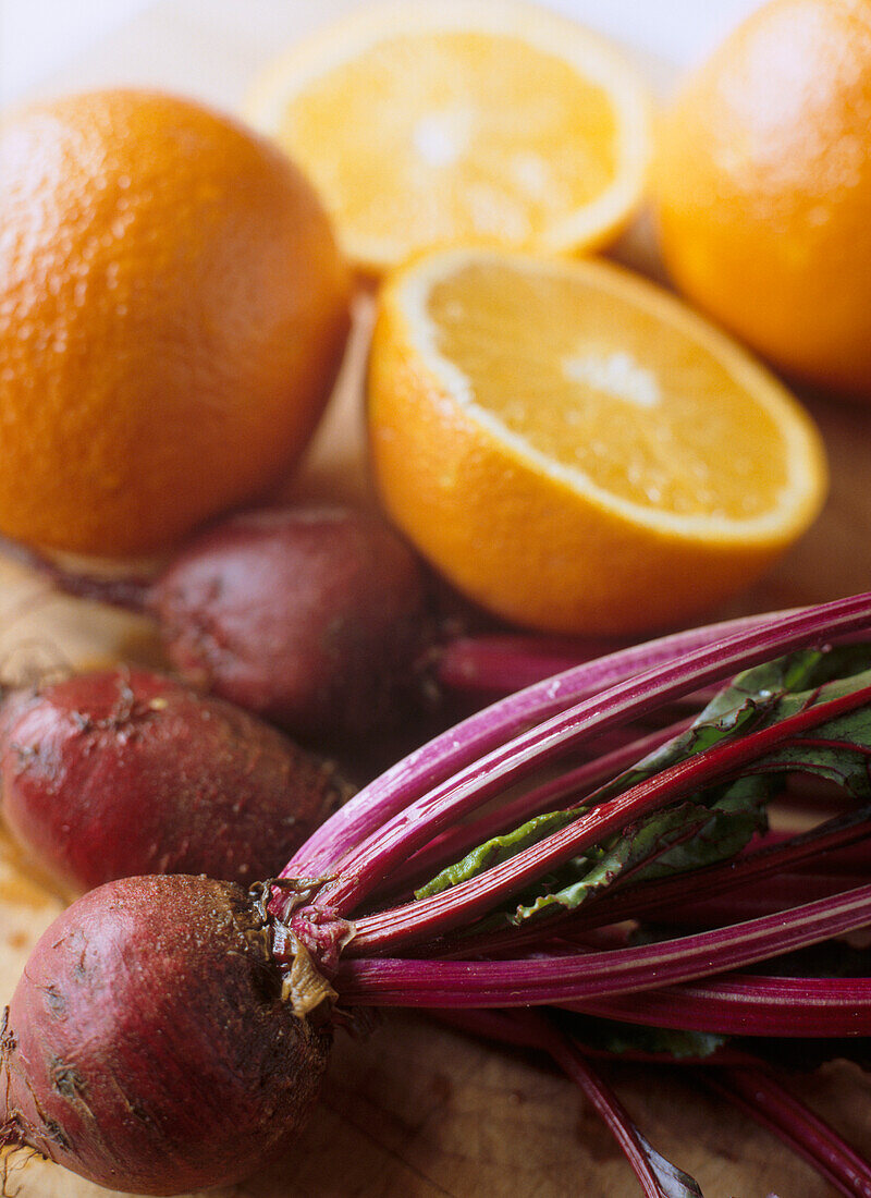 Oranges and beetroots ready for juicing