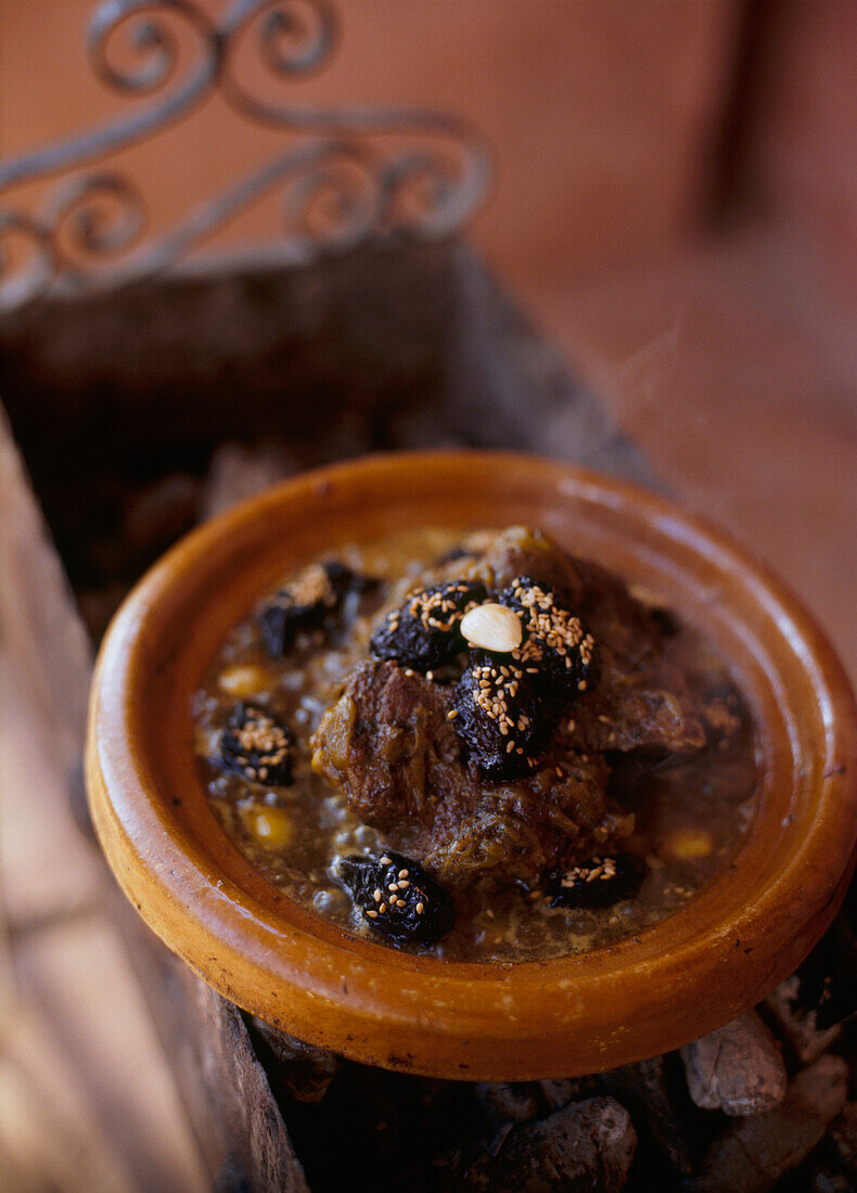 Moroccan lamb tagine with prunes and almonds