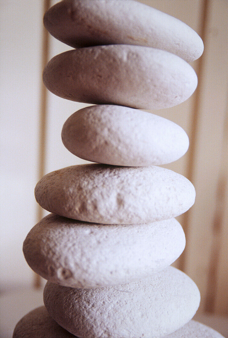 Close up of a stack of sea worn pebbles