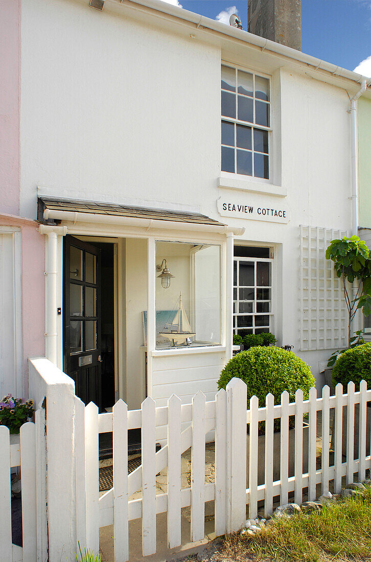 Exterior of a small terraced seaside house