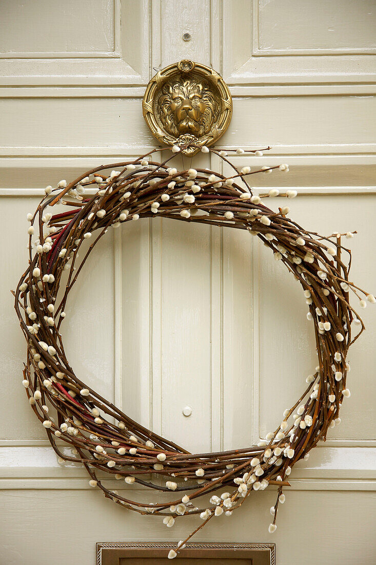 Christmas wreath hanging on a door