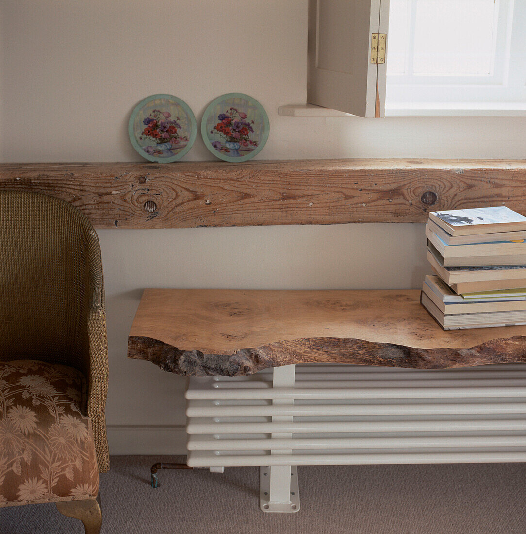 Wooden topped bench seat radiator a good decorating and space saving idea