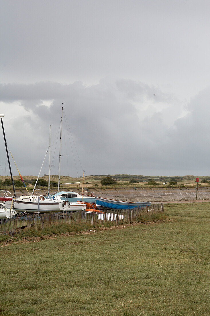 Yacht on land in coastal East Sussex