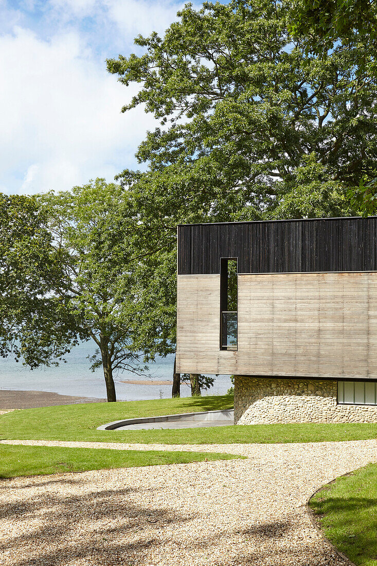 Modern facade of Binstead new-build on Isle of Wight, UK