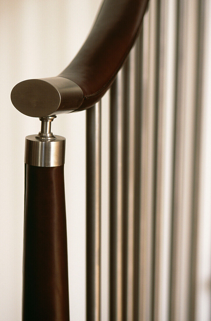 Leather and steel hand rail detail