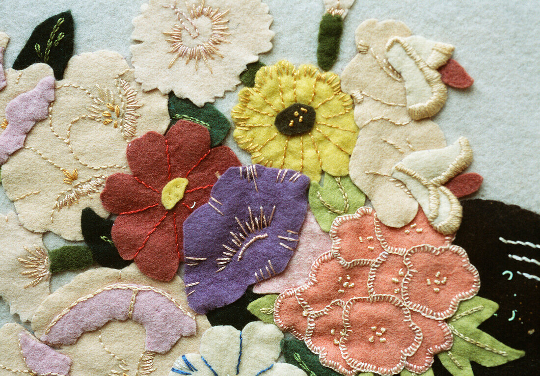 Floral fabric collage