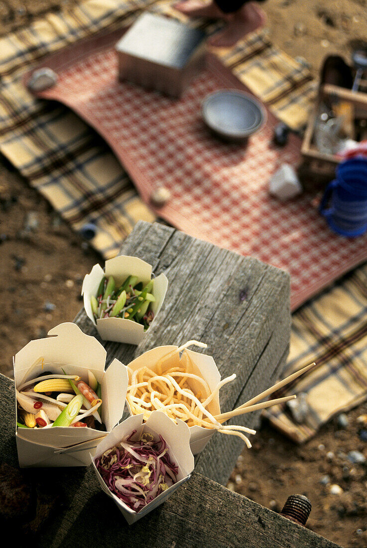 Picknick mit knackigen Salaten am Strand
