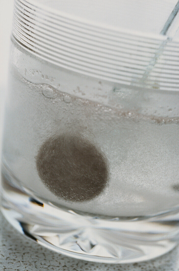 Close up of Liver Salts fizzing in a glass