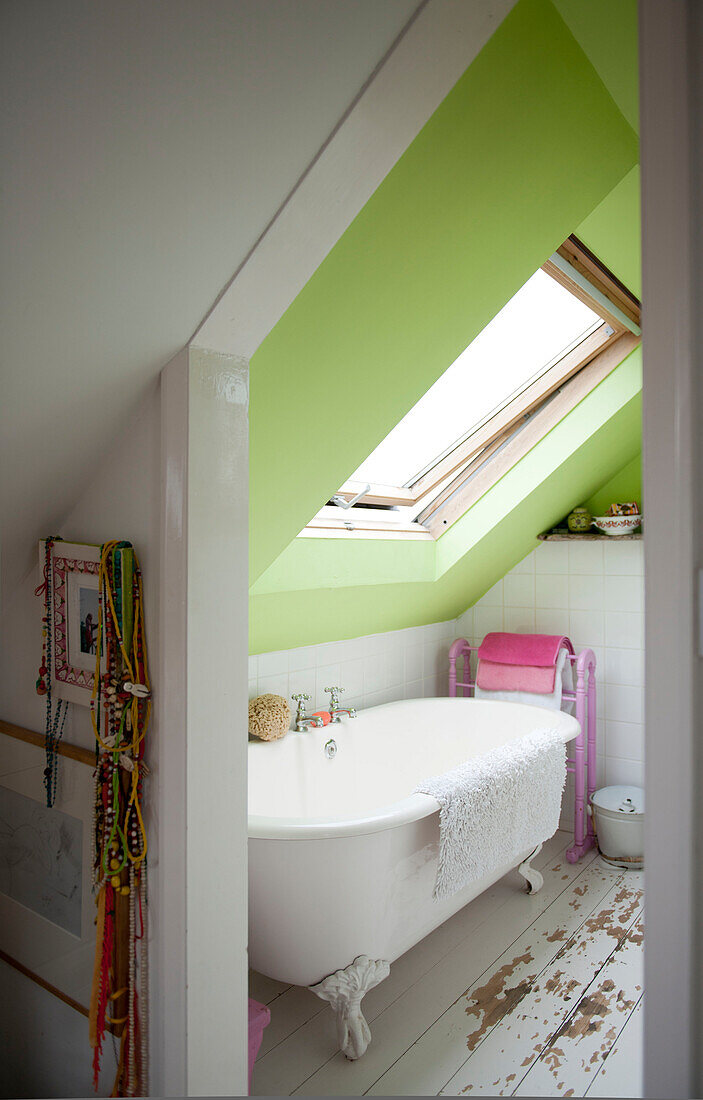 En suite attic bathroom in contemporary Lewes home,  East Sussex,  England,  UK