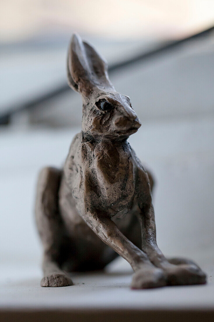 Hare ornament in Amberley cottage West Sussex UK