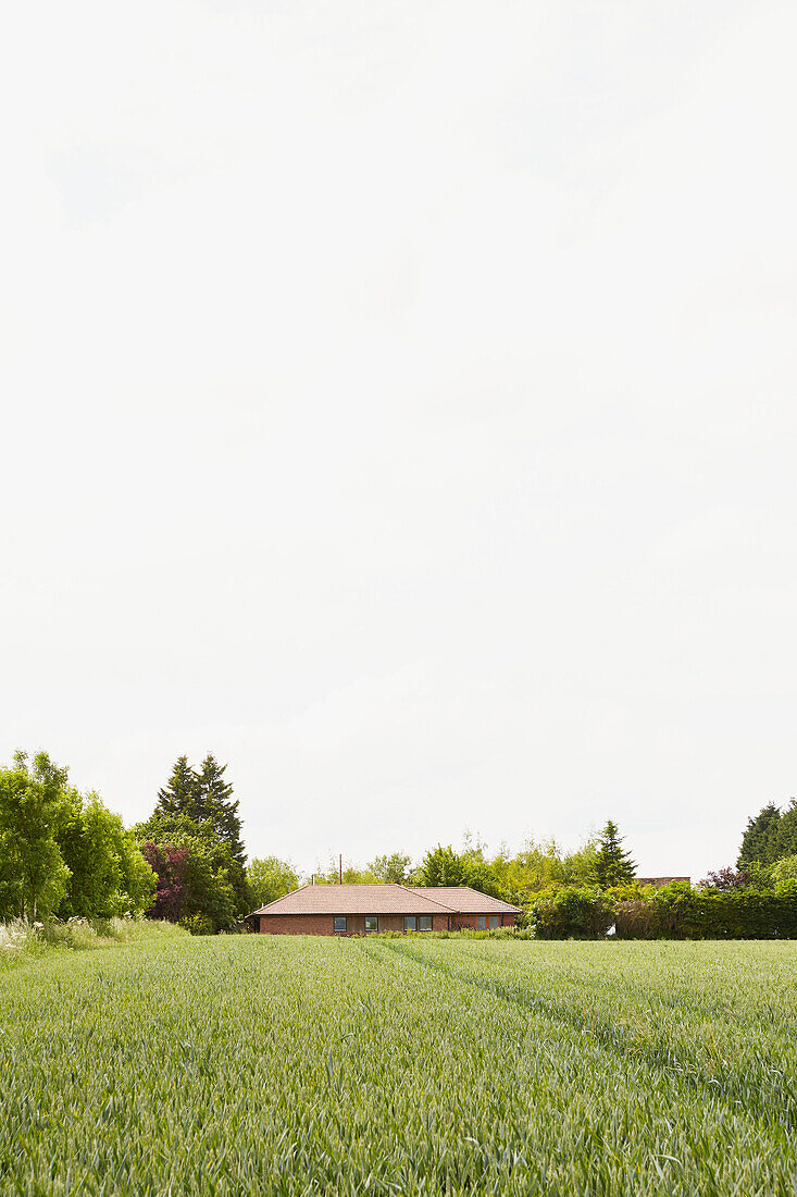 Detached home set in fields of East Riding of Yorkshire  England  UK