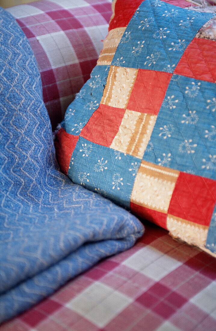 Patchwork cushion and throw 