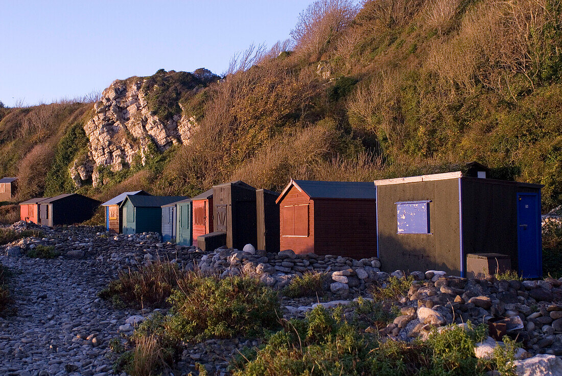 Strandhütten am Strand von Portland Dorset UK