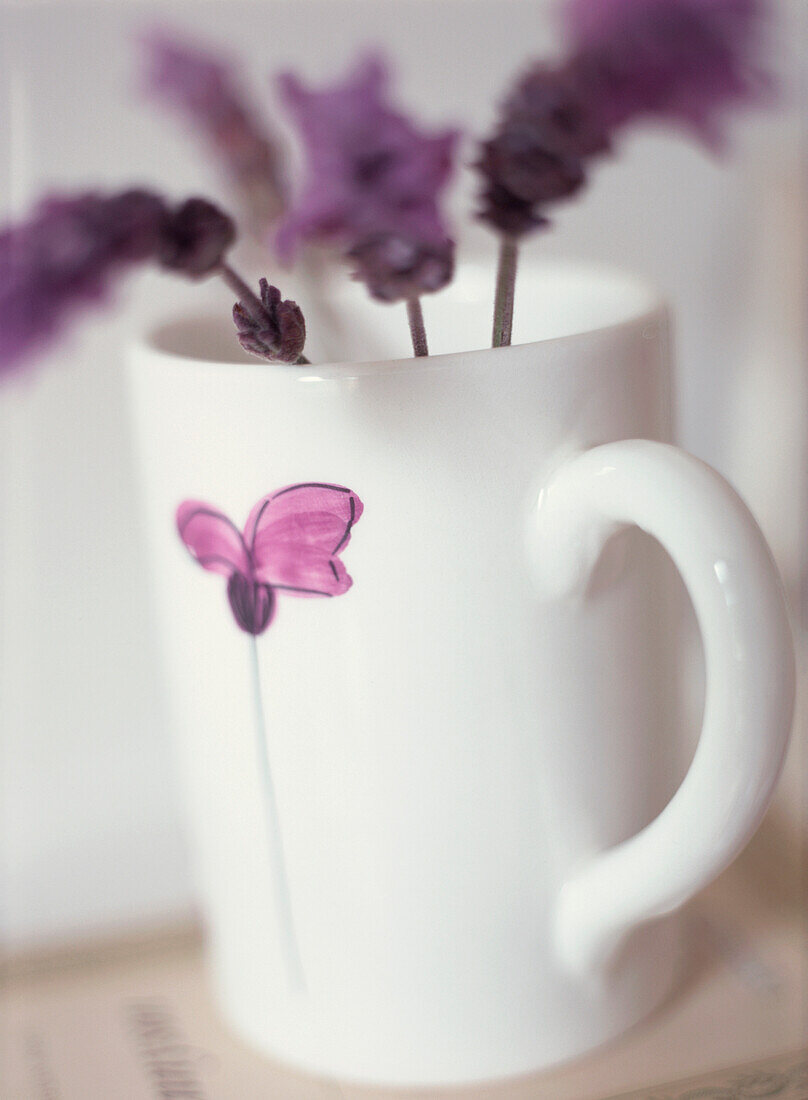 Sprigs of lavender in cup 