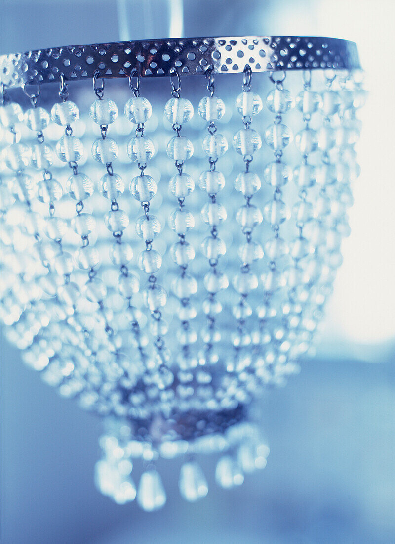 Close up of glass beaded chandelier