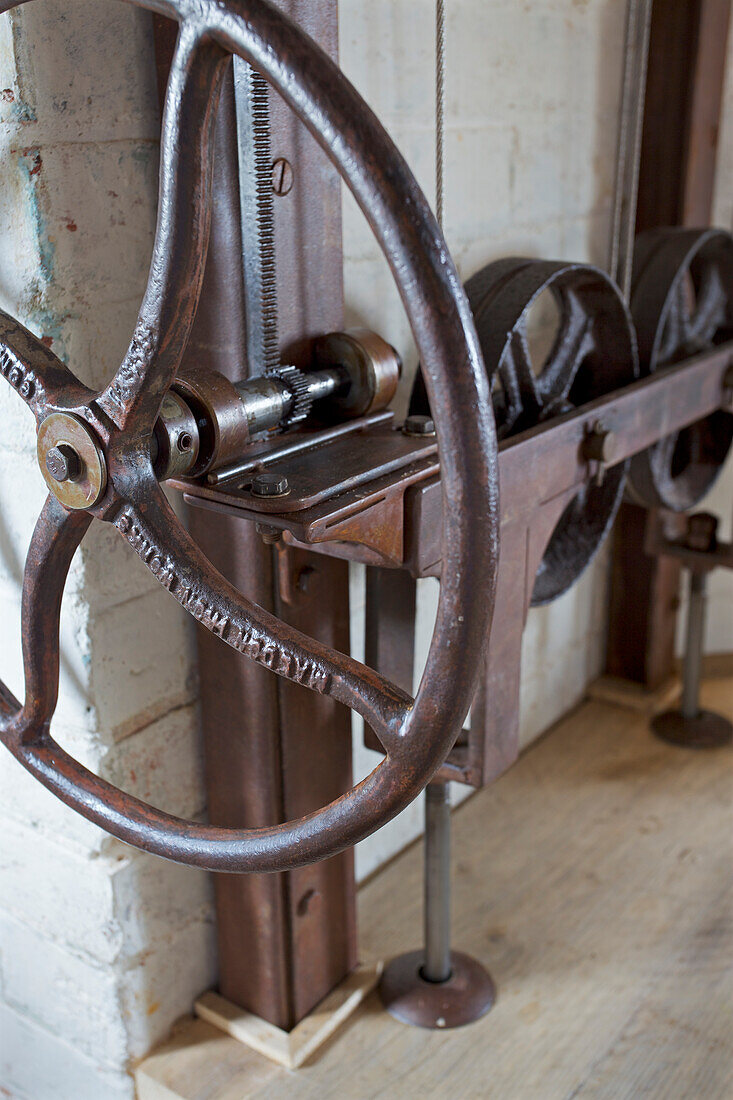 Working pulley system in Grade ll listed windmill conversion Kent UK