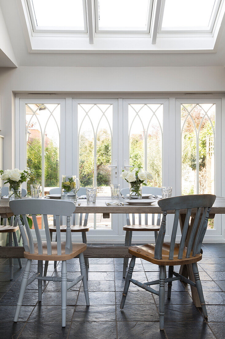 Dining room in conservatory extension of Shoreham by Sea home   West Susses   England   UK