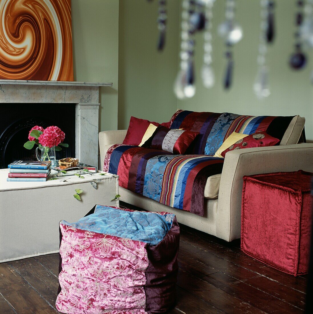 Colourful bohemian style living room