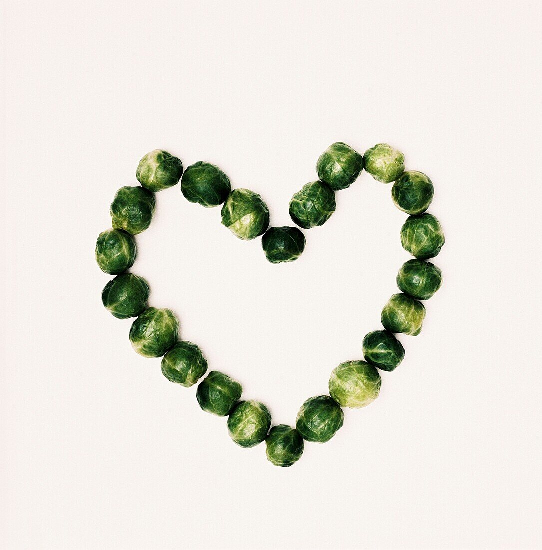 Heart made from Brussels sprouts