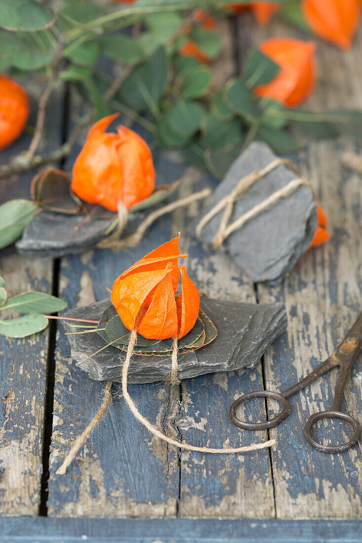 Kerzenhalter aus Lampionblumen basteln