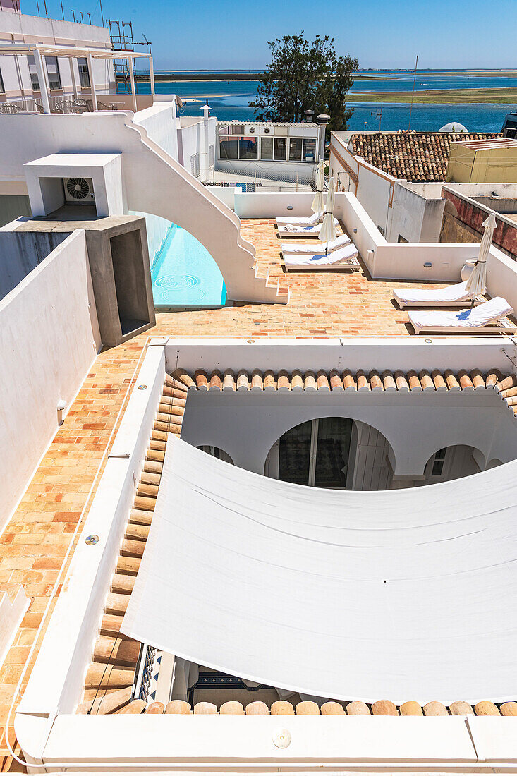 Terrace with awning and sea view