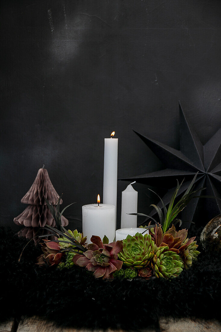DIY Advent wreath with succulents