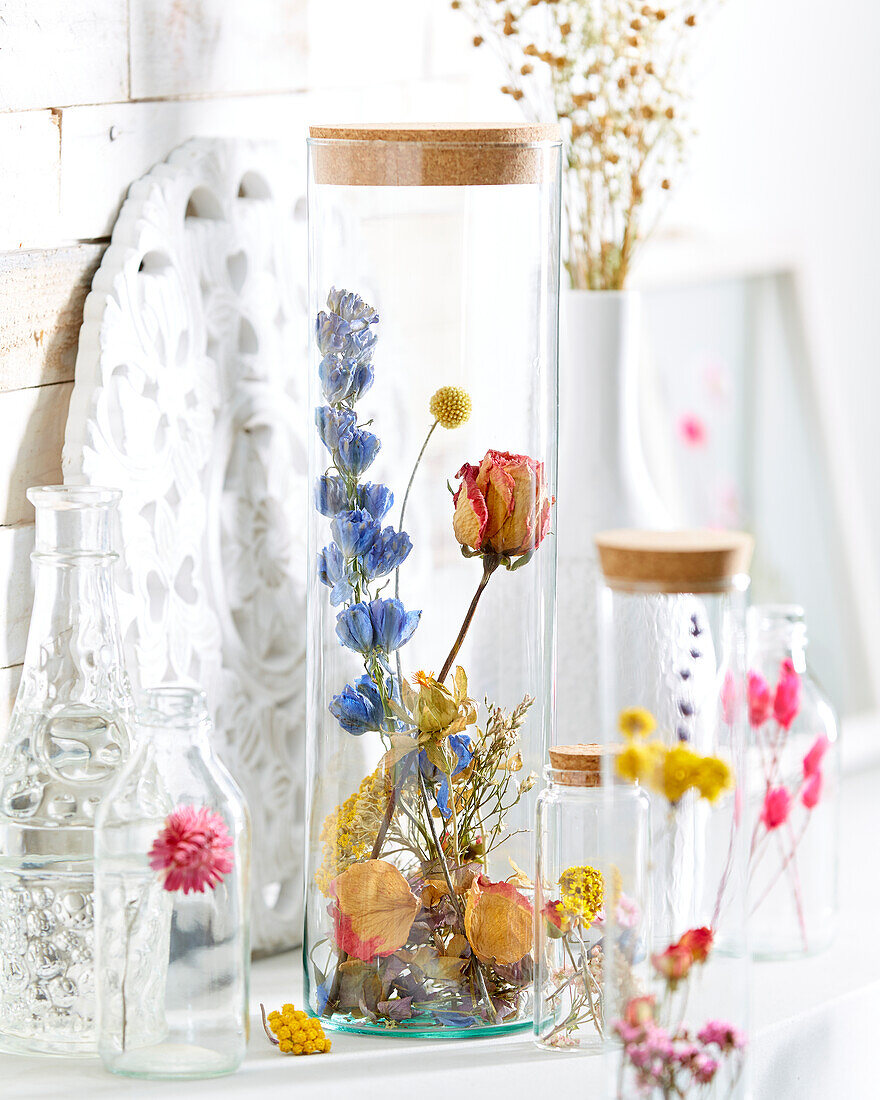 Dried flowers in glass