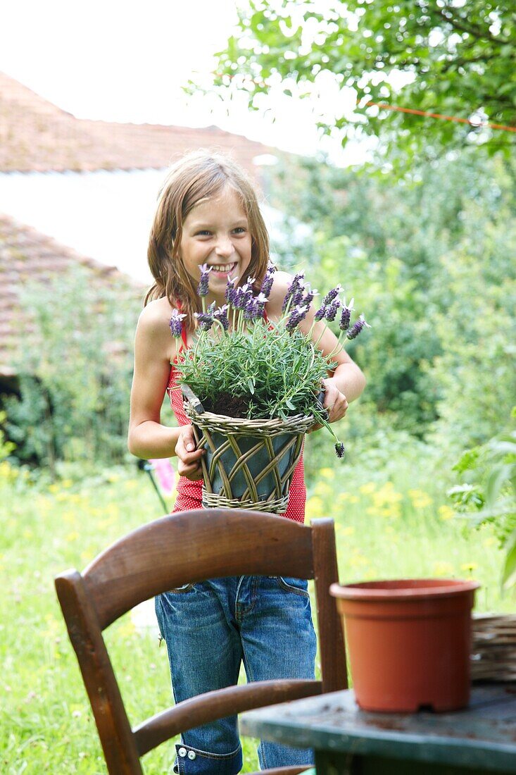 Girl holding lavender