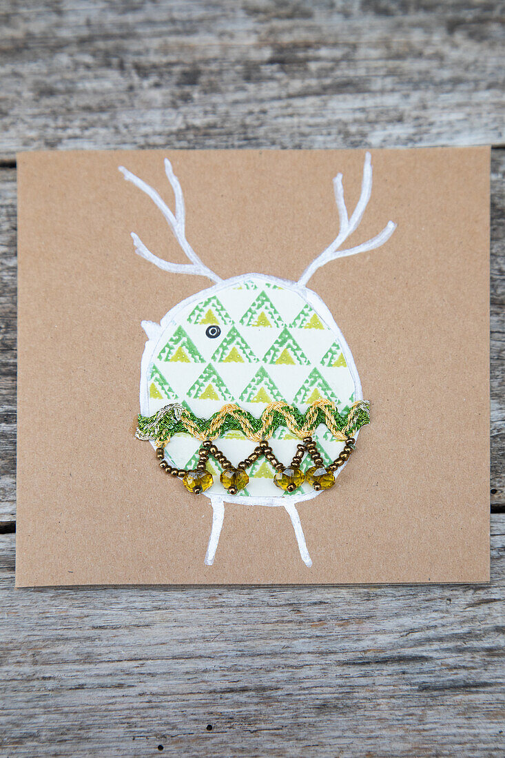 Handmade greetings card with deer motif