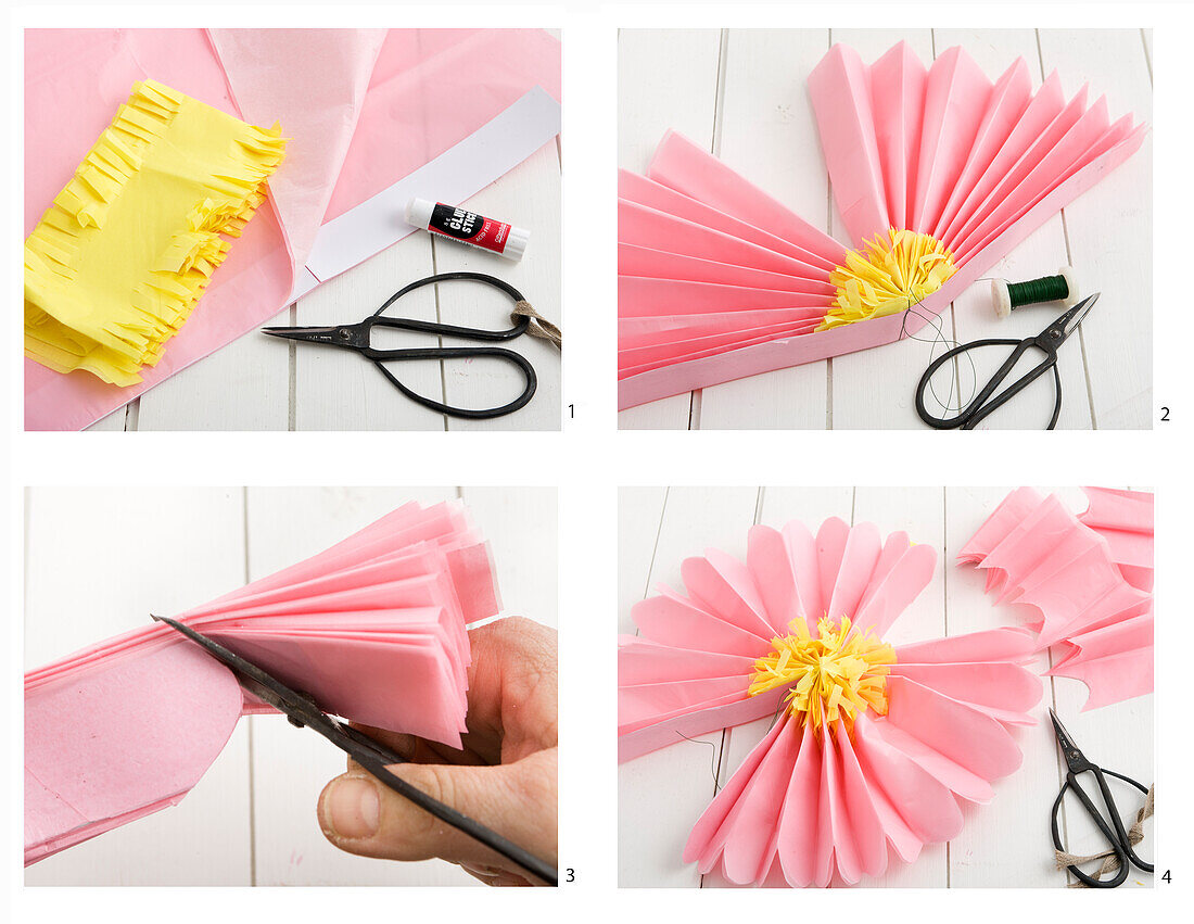 Making flowers out of tissue paper