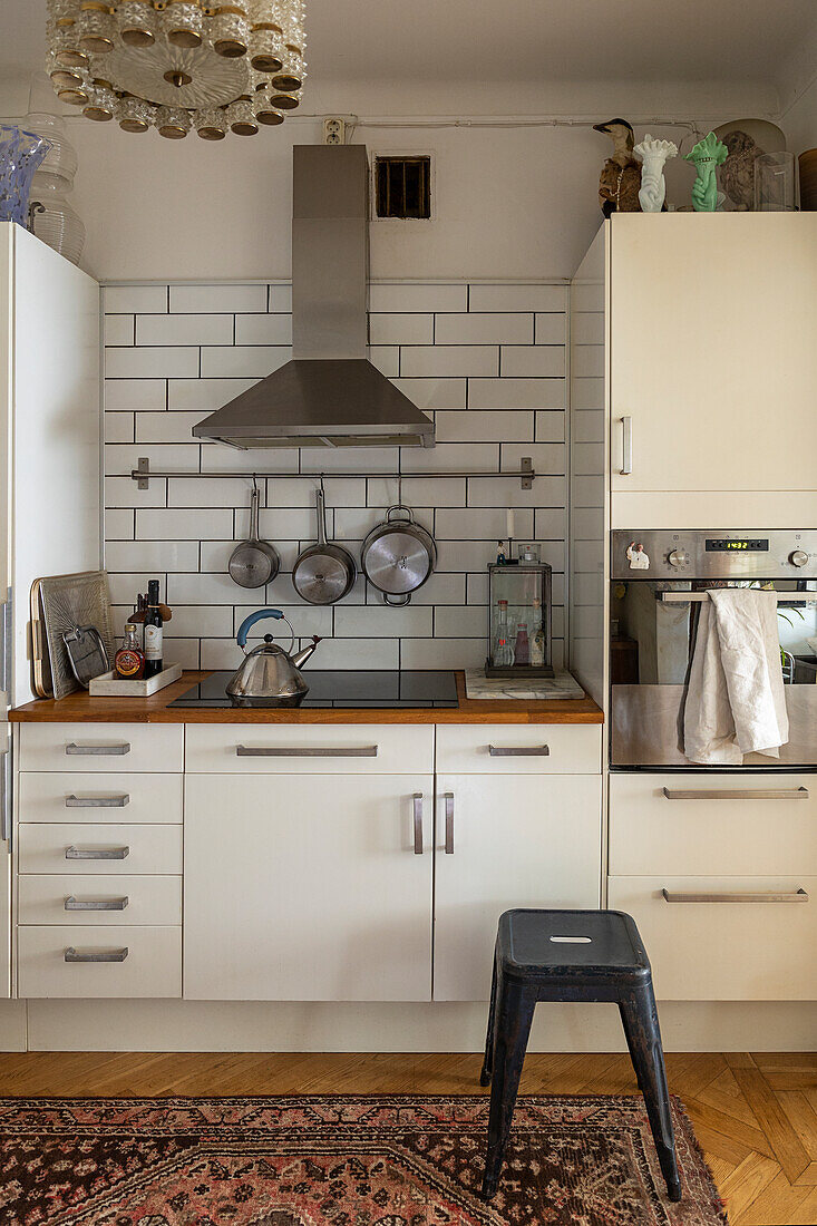 Kitchen unit with metro tiles