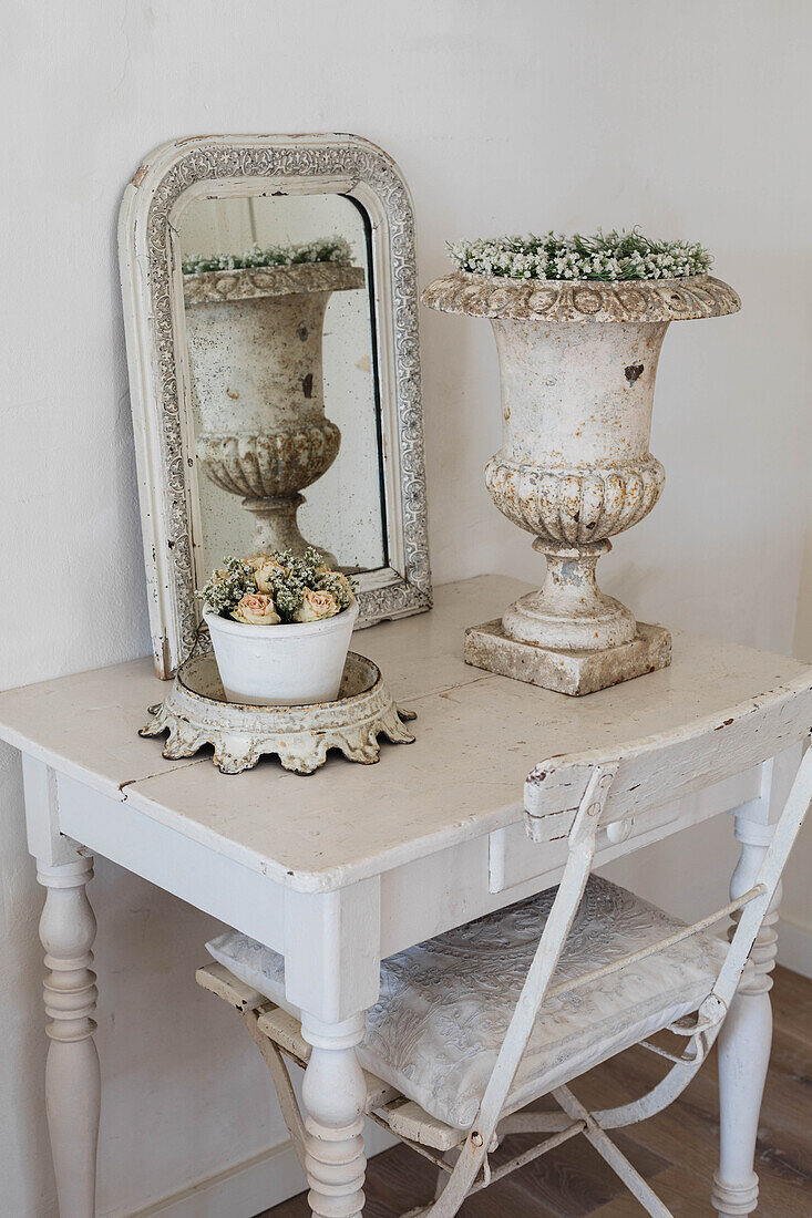 Vintage table with mirror and vintage decor