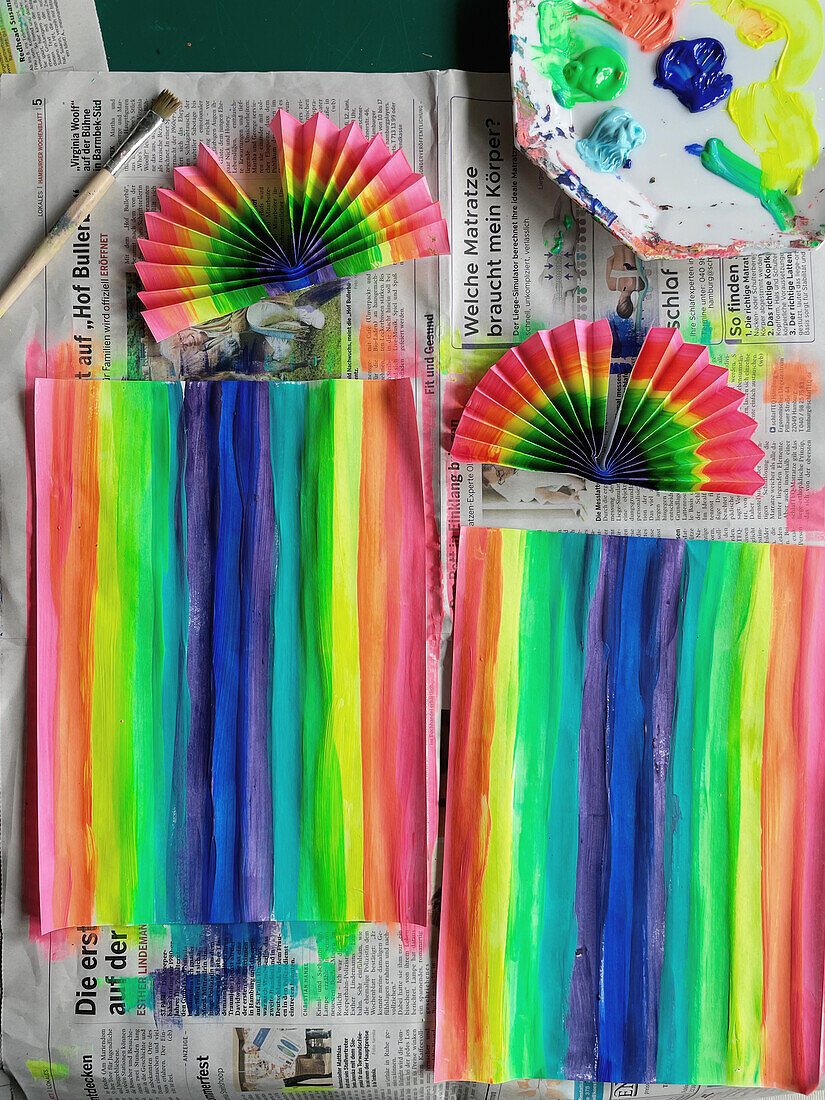 Homemade rainbow rosettes