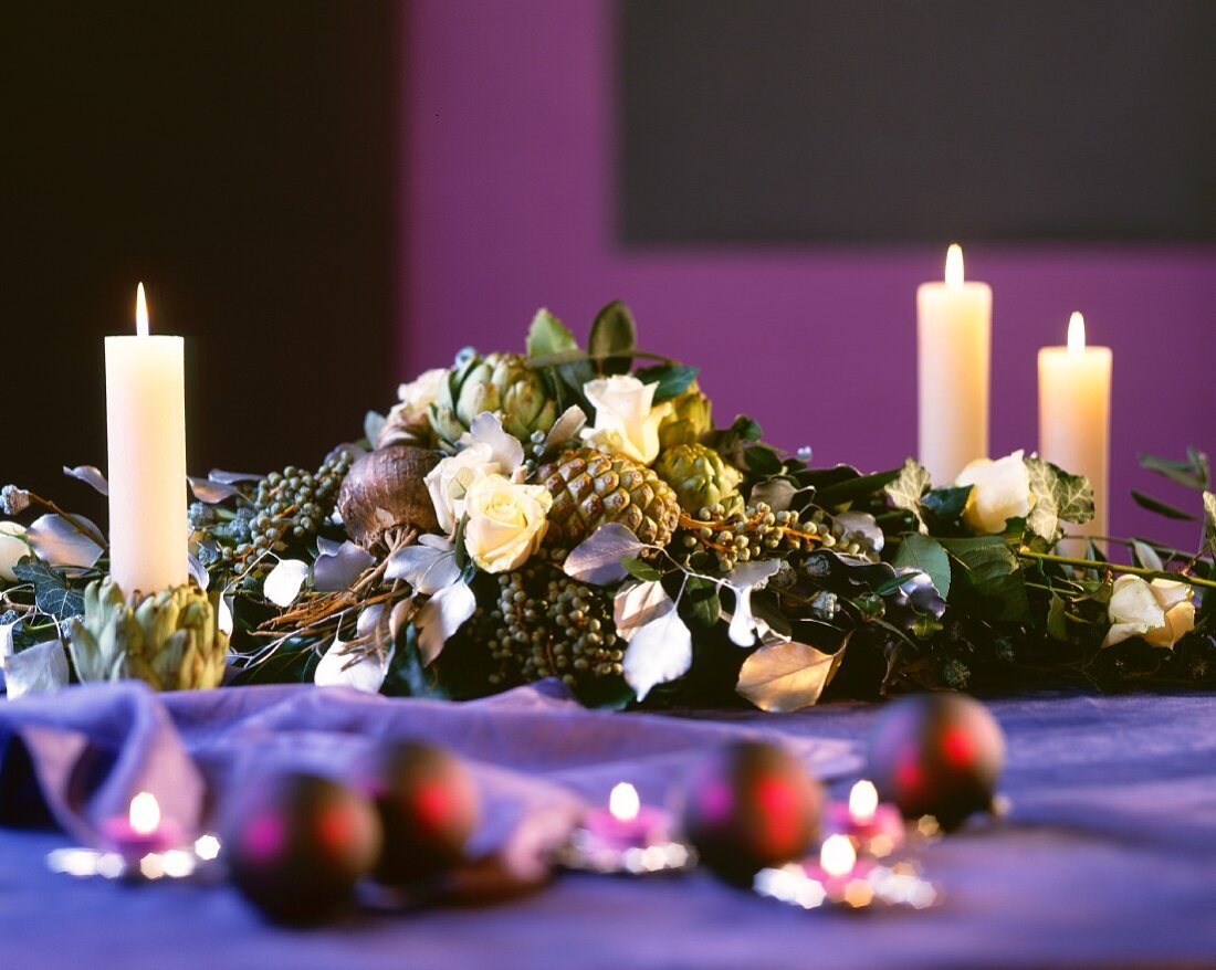 Festive flower arrangement as table or buffet decoration