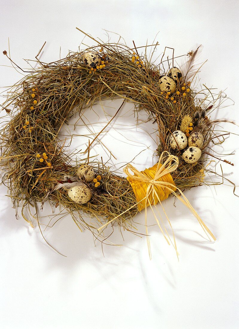 Easter wreath with quail's eggs