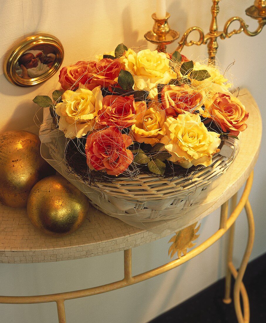 Small basket of roses