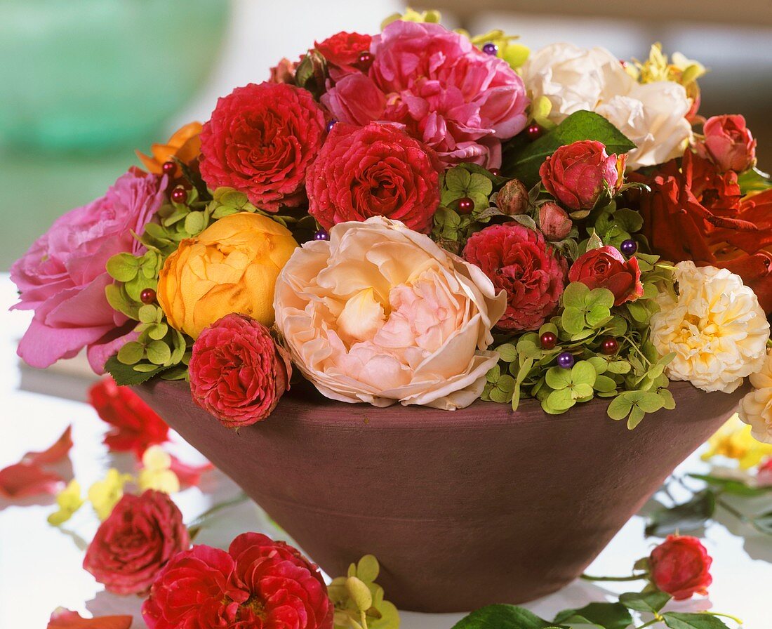 An arrangement of English roses
