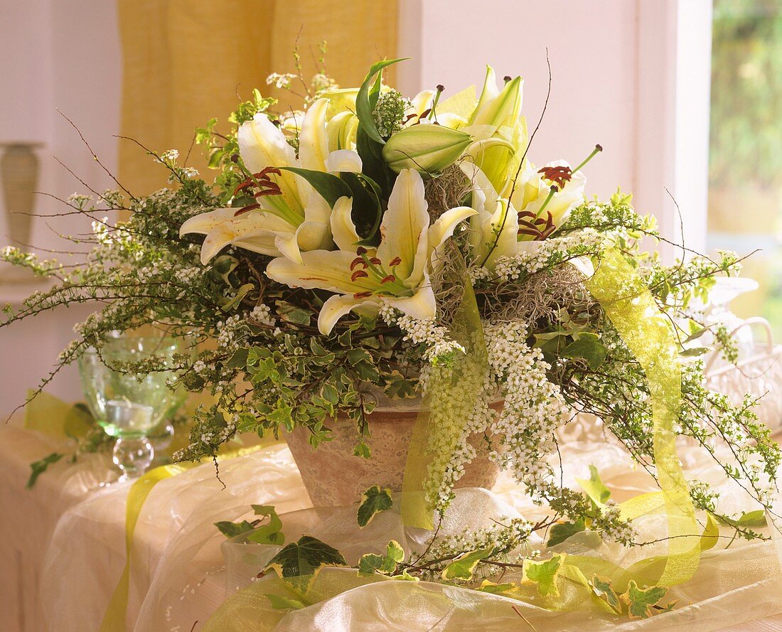 Flower arrangement with lilies for special occasion