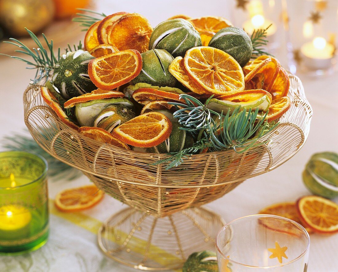 Basket of dried citrus fruits