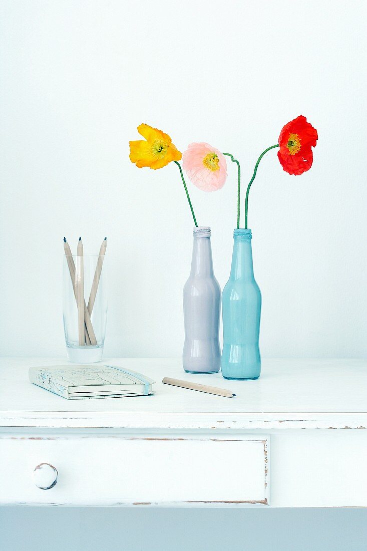 Poppies on a desk