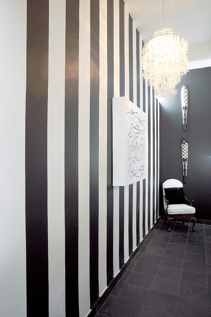 Black and white striped wall
