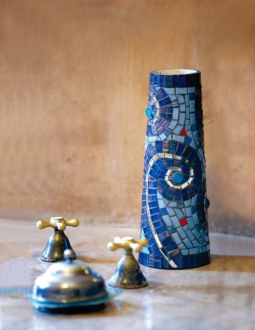Mosaic vase in bathroom