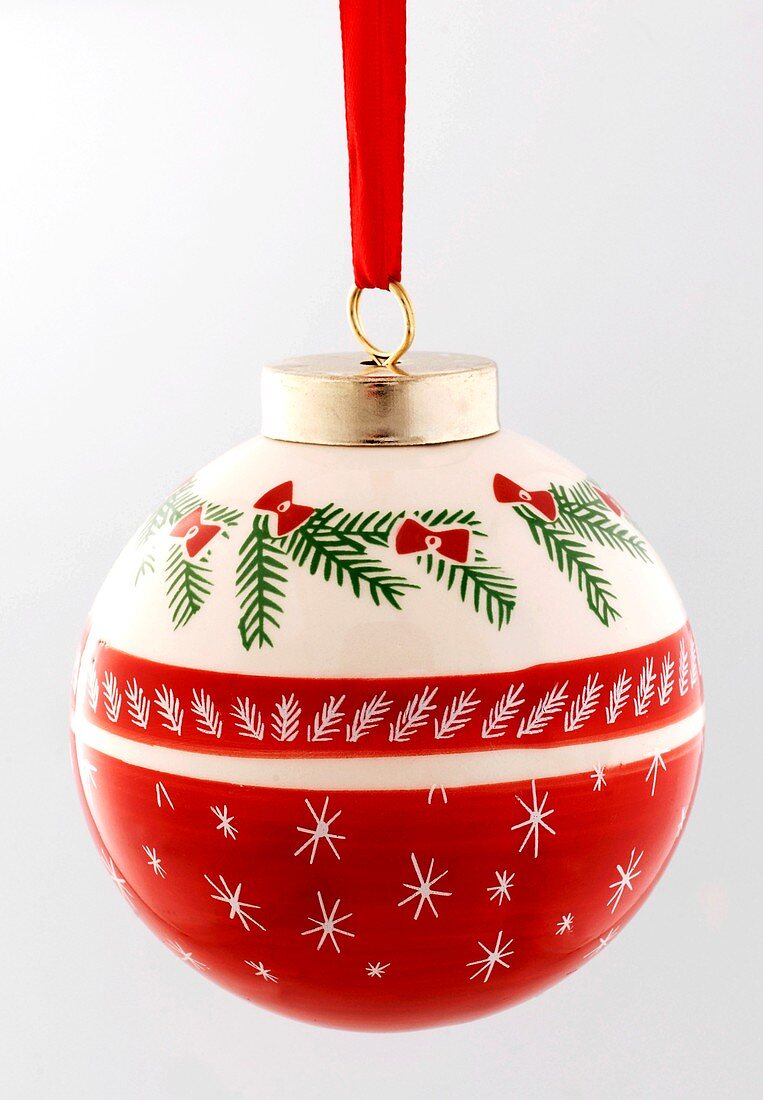 A Christmas bauble (red and white)