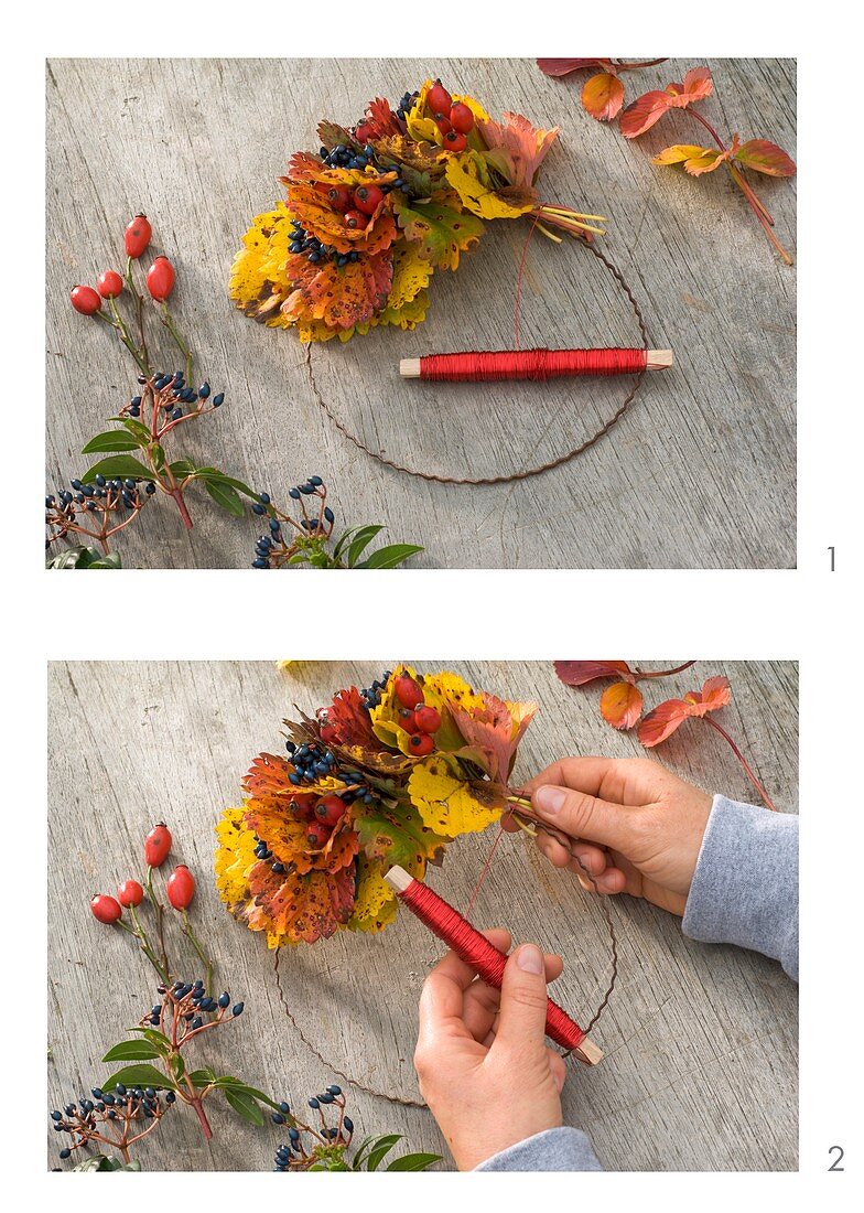 Making an autumn wreath