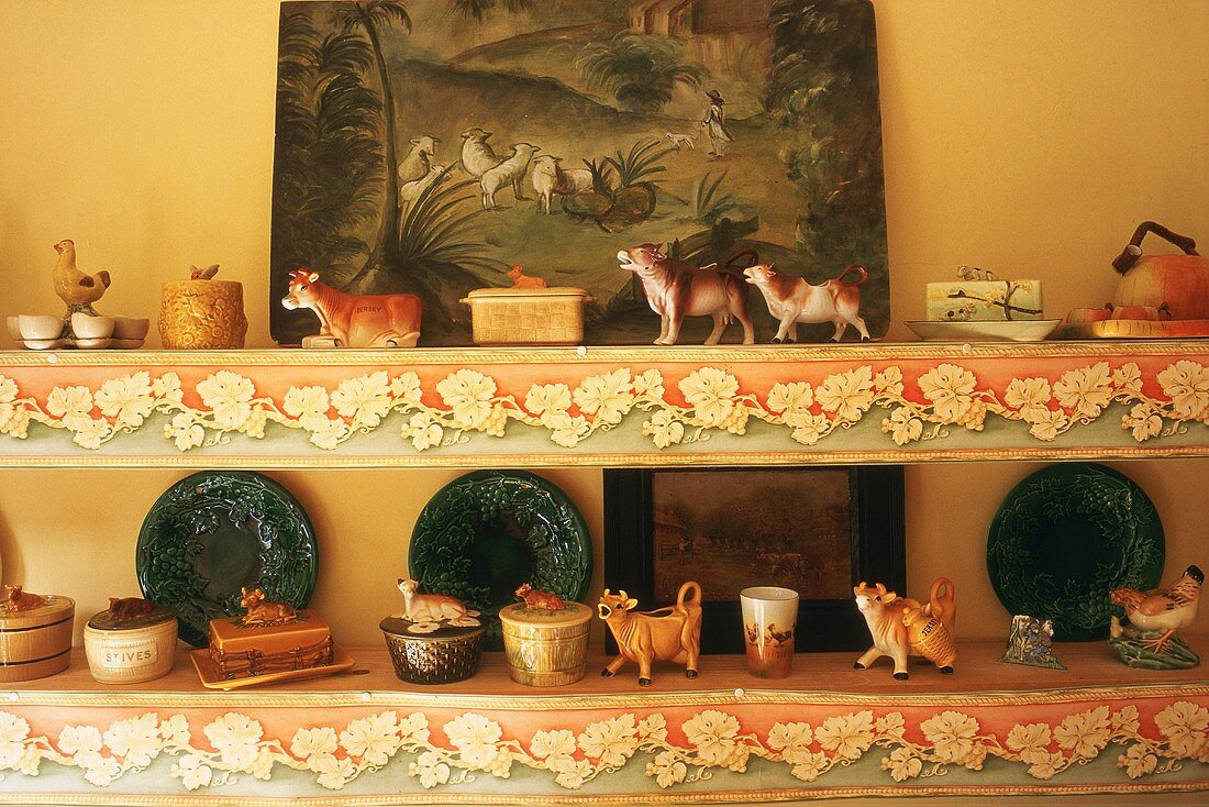 Animal figurines on a shelf