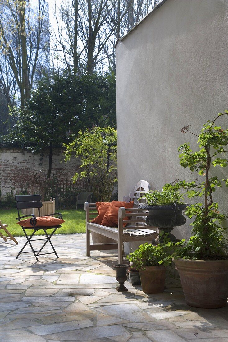 Bench on terrace