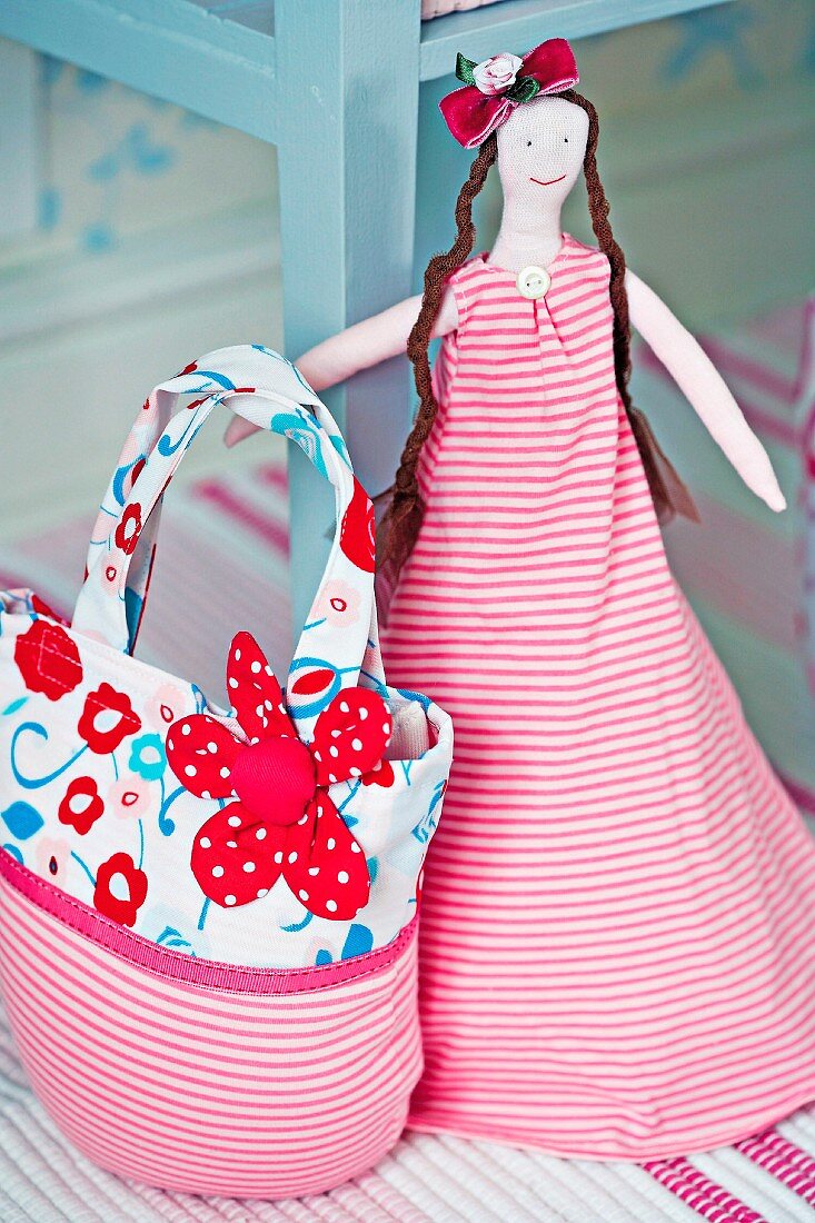 Hand-made doll-shaped and bag-shaped door stops