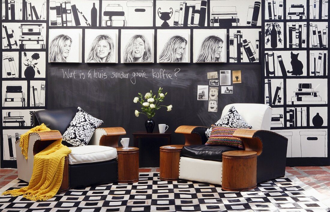 Black and white living room