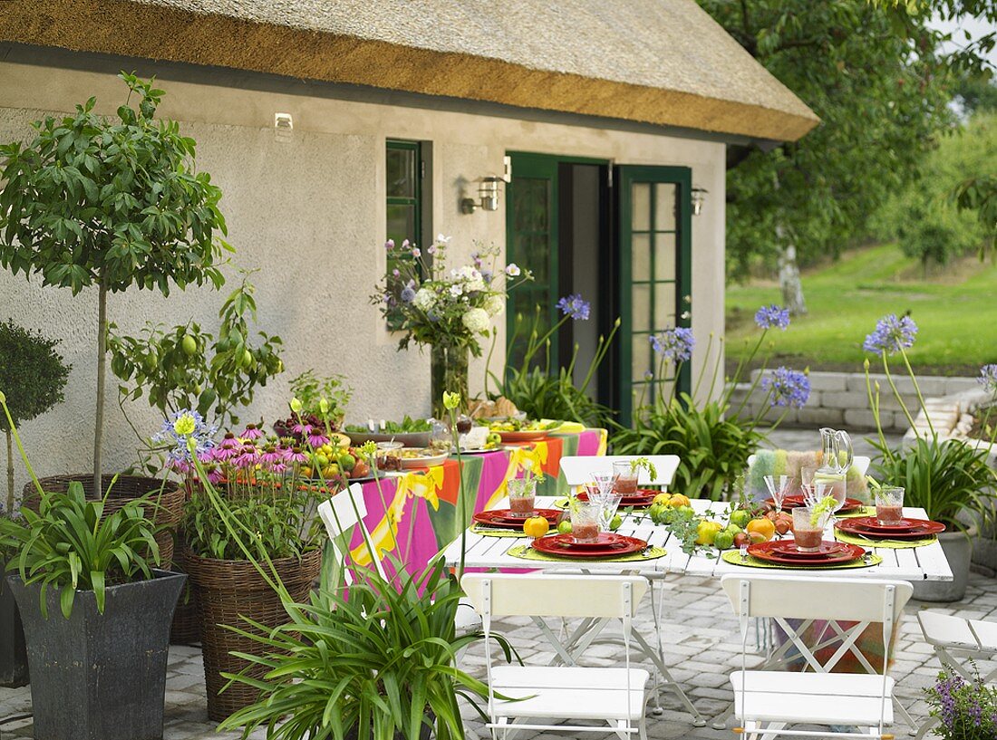 Laid table on a terrace