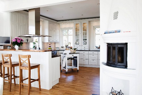 Wooden Bar Stools At Breakfast Bar Buy Image 11284038 Living4media
